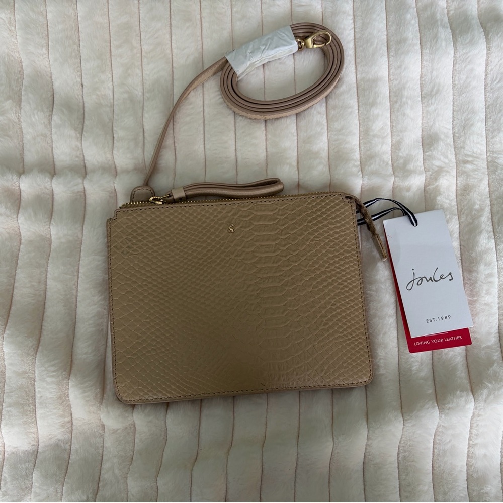 Joules Beige Textured Wristlet/ Crossbody. NWT